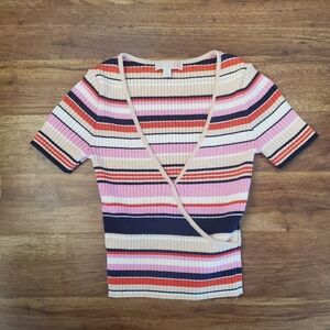 GB Size XS Ribbed Wrap Style Top
